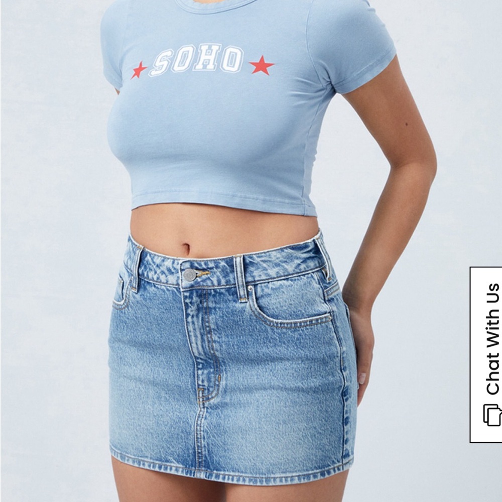 PacSun Light Blue Stretch Mid Rise Denim Jean Mini Skirt